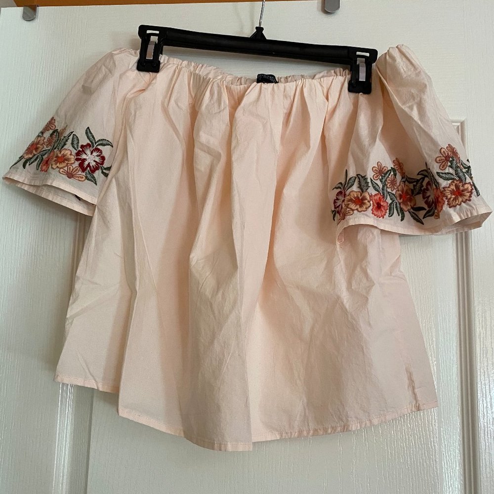Topshop Light Pink Off the Shoulder Top